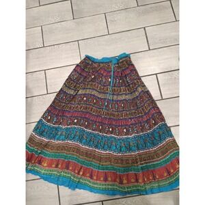 Patchouli‎ From Nature Cotton Maxi Skirt Boho Festival Print Drawstring Women